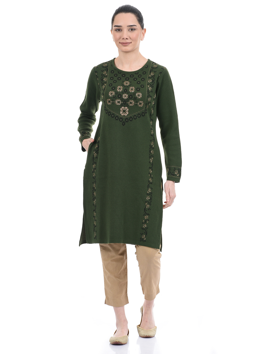 American Eye Women Casual Wear Green Kurta
